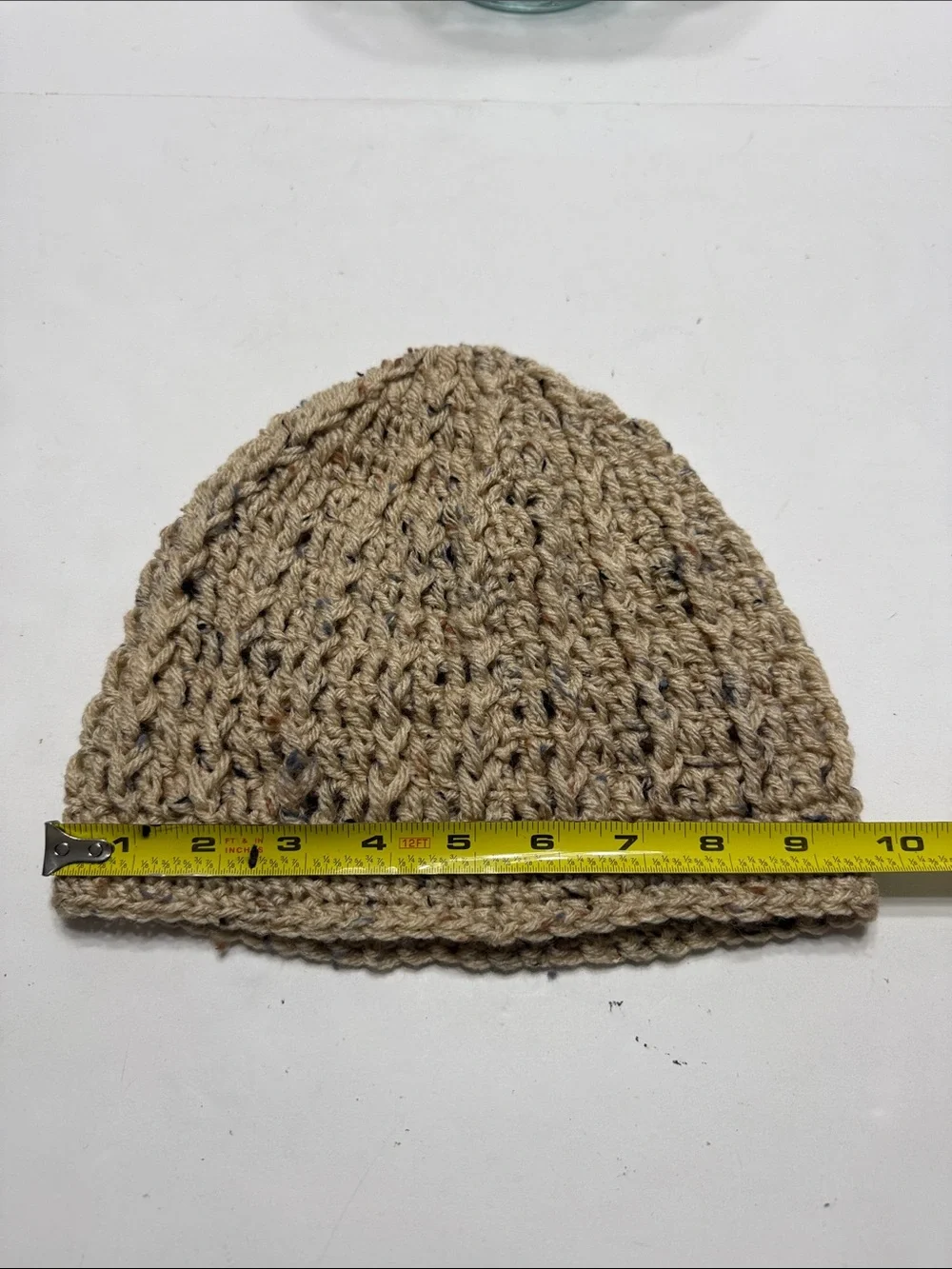 Speckled Beige Crochet Knit Beanie